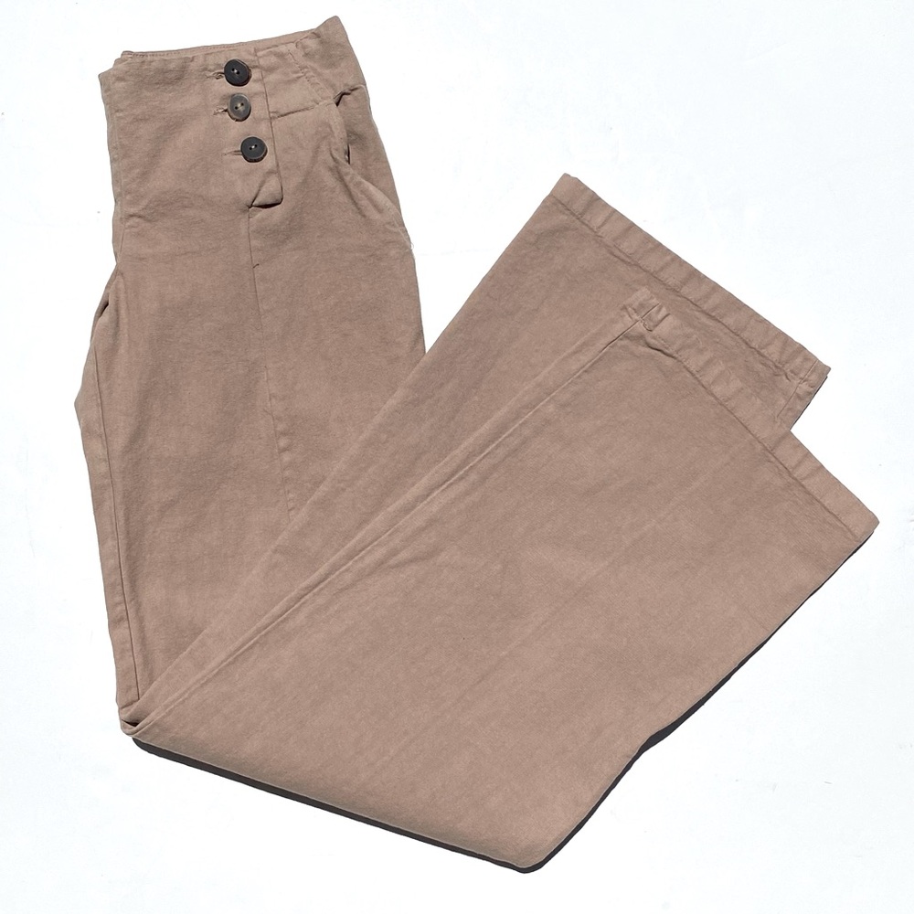 MARNI Made in Italy Women’s Sailor Pant Wide Leg Button Closure Khaki Size 40